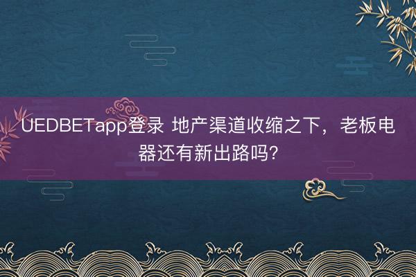 UEDBETapp登录 地产渠道收缩之下,老板电器还有新出路吗?