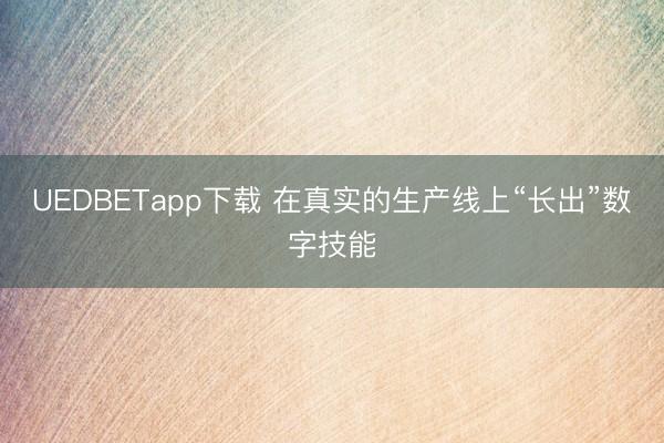UEDBETapp下载 在真实的生产线上“长出”数字技能