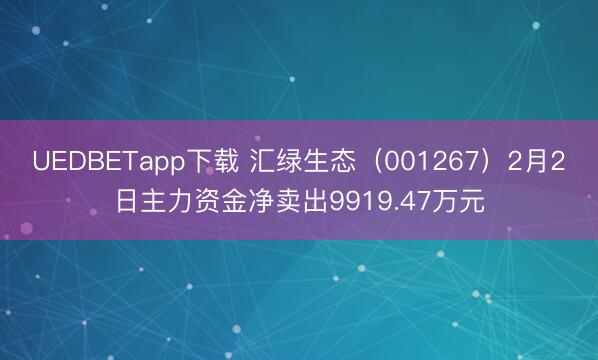 UEDBETapp下载 汇绿生态（001267）2月2日主力资金净卖出9919.47万元