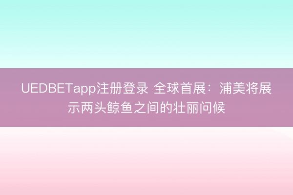 UEDBETapp注册登录 全球首展:浦美将展示两头鲸鱼之间的壮丽问候