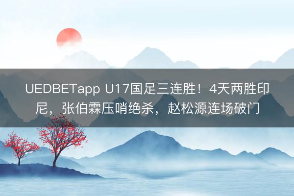 UEDBETapp U17国足三连胜!4天两胜印尼,张伯霖压哨绝杀,赵松源连场破门