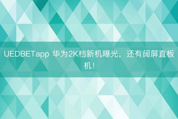 UEDBETapp 华为2K档新机曝光，还有阔屏直板机！
