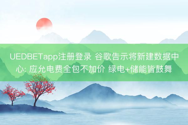 UEDBETapp注册登录 谷歌告示将新建数据中心: 应允电费全包不加价 绿电+储能皆鼓舞