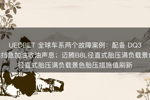 UEDBET 全球车系两个故障案例：配备 DQ380 变速箱1挡或R挡急加油收油声息；迈腾B8L径直式胎压满负载景色胎压措施值刷新