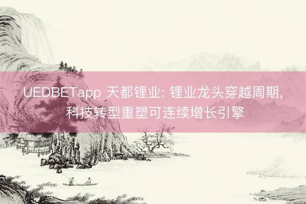 UEDBETapp 天都锂业: 锂业龙头穿越周期， 科技转型重塑可连续增长引擎