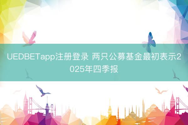 UEDBETapp注册登录 两只公募基金最初表示2025年四季报
