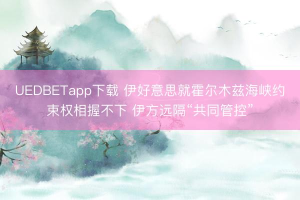 UEDBETapp下载 伊好意思就霍尔木兹海峡约束权相握不下 伊方远隔“共同管控”