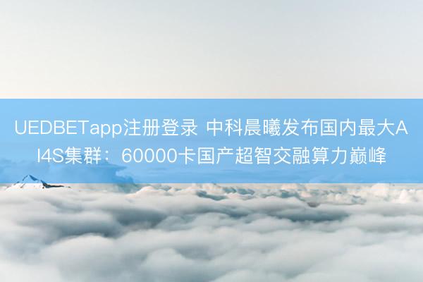 UEDBETapp注册登录 中科晨曦发布国内最大AI4S集群:60000卡国产超智交融算力巅峰