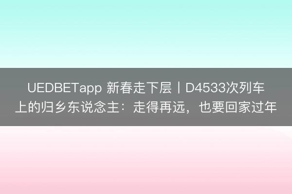 UEDBETapp 新春走下层丨D4533次列车上的归乡东说念主：走得再远，也要回家过年