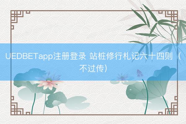 UEDBETapp注册登录 站桩修行札记六十四则（不过传）