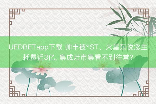 UEDBETapp下载 帅丰被*ST、火星东说念主耗费近3亿， 集成灶市集看不到往常?