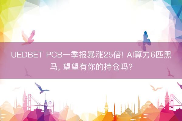 UEDBET PCB一季报暴涨25倍! AI算力6匹黑马， 望望有你的持仓吗?