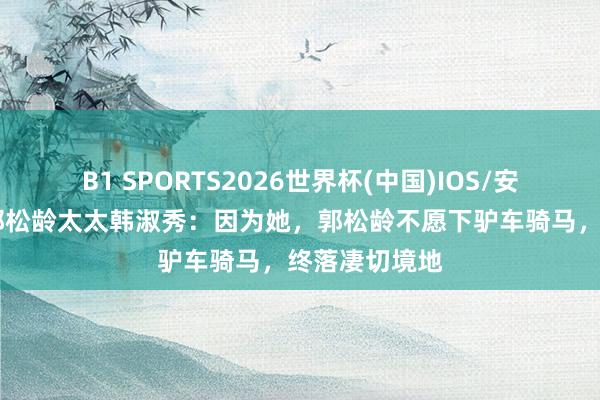 B1 SPORTS2026世界杯(中国)IOS/安卓官方下载 郭松龄太太韩淑秀：因为她，郭松龄不愿下驴车骑马，终落凄切境地