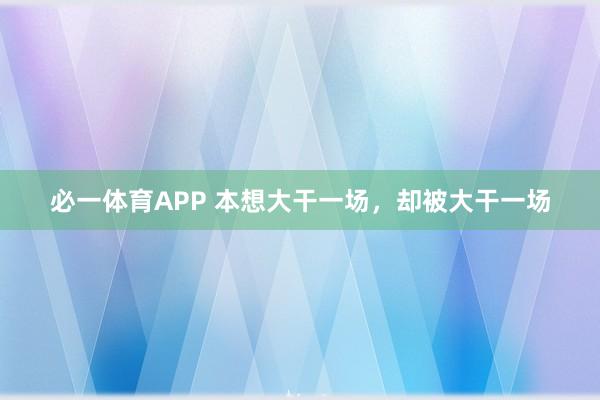 必一体育APP 本想大干一场,却被大干一场