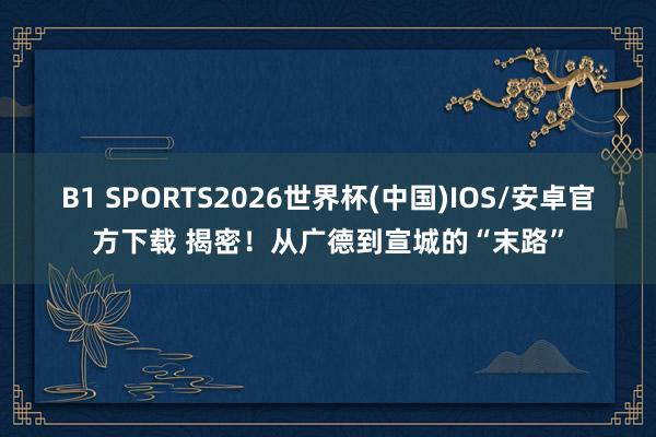 B1 SPORTS2026世界杯(中国)IOS/安卓官方下载 揭密!从广德到宣城的“末路”