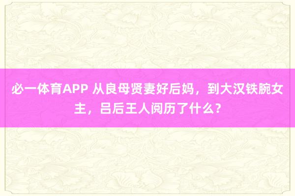 必一体育APP 从良母贤妻好后妈，到大汉铁腕女主，吕后王人阅历了什么？