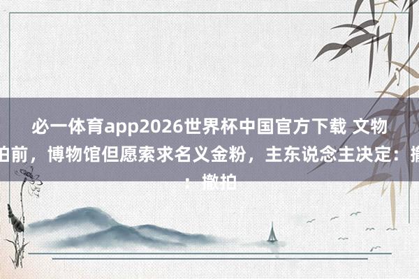 必一体育app2026世界杯中国官方下载 文物上拍前,博物馆但愿索求名义金粉,主东说念主决定:撤拍