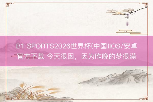 B1 SPORTS2026世界杯(中国)IOS/安卓官方下载 今天很困，因为昨晚的梦很满