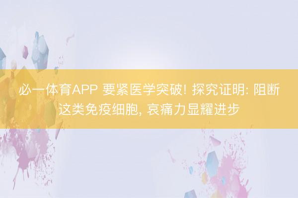 必一体育APP 要紧医学突破! 探究证明: 阻断这类免疫细胞， 哀痛力显耀进步