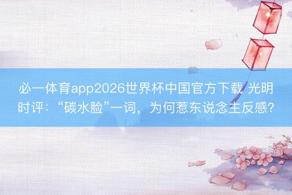 必一体育app2026世界杯中国官方下载 光明时评：“碳水脸”一词，为何惹东说念主反感？