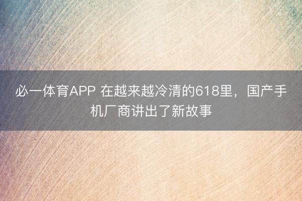 必一体育APP 在越来越冷清的618里,国产手机厂商讲出了新故事