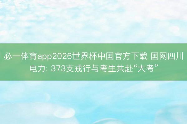 必一体育app2026世界杯中国官方下载 国网四川电力: 373支戎行与考生共赴“大考”