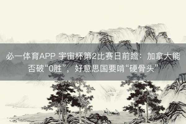 必一体育APP 宇宙杯第2比赛日前瞻：加拿大能否破“0胜”，好意思国要啃“硬骨头”