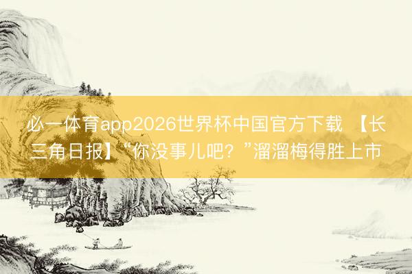 必一体育app2026世界杯中国官方下载 【长三角日报】“你没事儿吧？”溜溜梅得胜上市