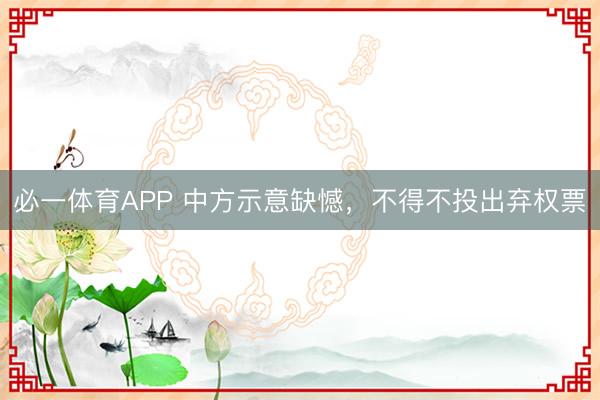 必一体育APP 中方示意缺憾，不得不投出弃权票
